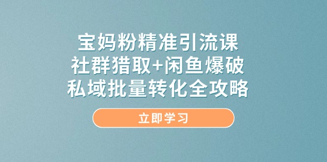 宝妈粉精准引流课,社群猎取+闲鱼爆破,私域批量转化全攻略-rose网创