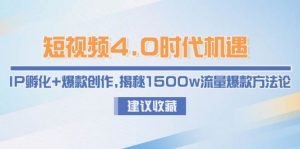 短视频4.0时代机遇：IP孵化+爆款创作，揭秘1500w流量爆款方法论-rose网创