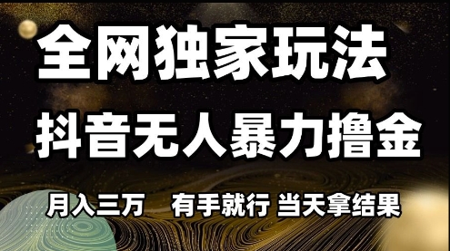 全网独家玩法抖音无人暴力撸金,月入3W,有手就行,当天拿结果【揭秘】-rose网创