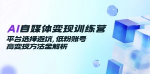 AI自媒体变现训练营,平台选择避坑,低粉账号高变现方法全解析-rose网创
