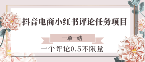 抖音电商小红书评论任务项目,一个评论0.5,一单一结 不限量-rose网创