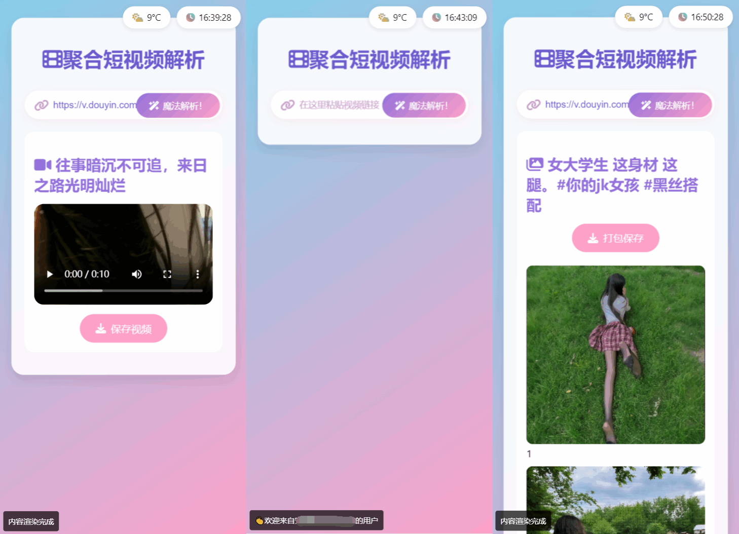 全新二次元聚合短视频解析去水印系统源码 自适应双端-rose网创