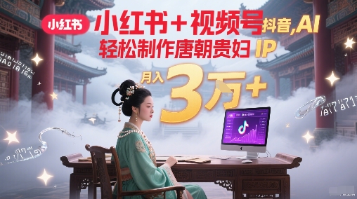 小红书+视频号+抖音,AI轻松制作唐朝贵妇IP,每天30分钟,轻松产出N条,月入3W+-rose网创
