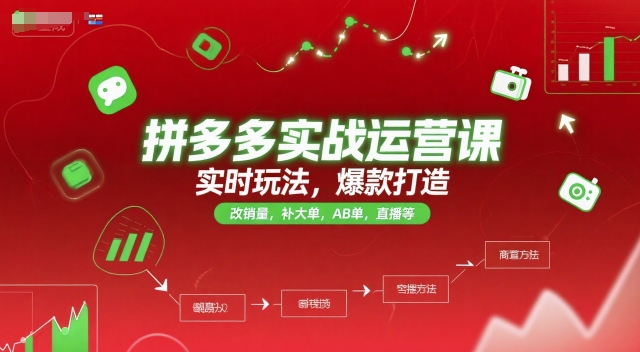 拼多多实战运营课,实时玩法,爆款打造,改销量,补大单,AB单,直播等(更新2025月)-rose网创