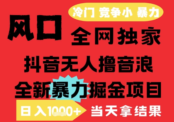 25年6月高爆抖音无人直播最新撸音浪掘金项目，解放双手小白可做，无脑日入1k+，门槛低【揭秘】-rose网创