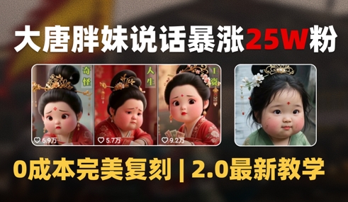 AI大唐胖贵妃说话2.0,40条视频暴涨40w粉,附独家变现攻略-rose网创