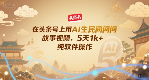 在头条号上用AI生民间故事视频,5天1k+,纯软件操作-rose网创