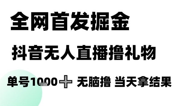 全网首发掘金抖音无人直播撸礼物,单号1k +无脑撸,当天拿结果【揭秘】-rose网创