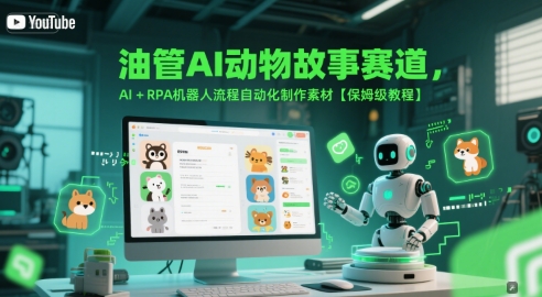 油管AI动物故事赛道,AI+RPA机器人流程自动化制作素材【保姆级教程】-rose网创
