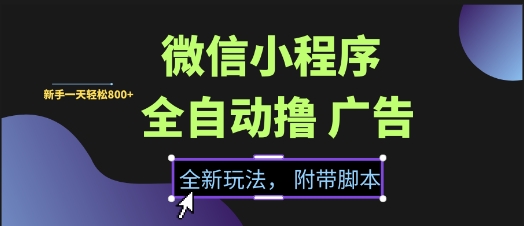 微信小程序全自动撸广告项目，彻底解决没流量的问题，新手一天8张+【揭秘】-rose网创