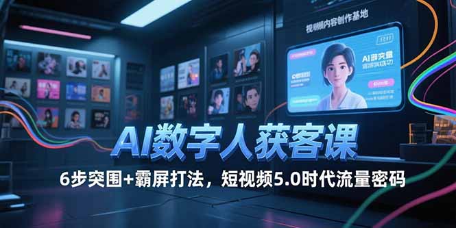 AI数字人获客课,6步突围+霸屏打法,短视频5.0时代流量密码-rose网创