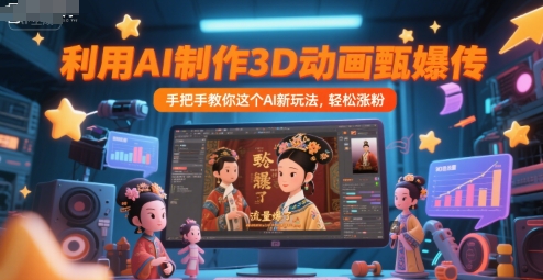 利用AI制作3D动画甄嬛传，流量爆了，手把手教你这个AI新玩法，轻松涨粉-rose网创