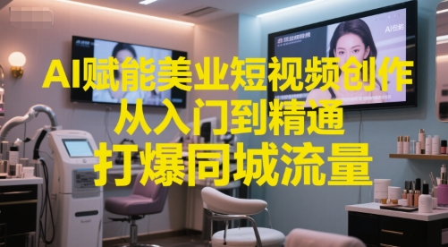 AI赋能美业短视频创作,从入门到精通,打爆同城流量,超级AI工具短视频实操落地-rose网创