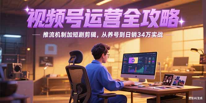 2025视频号运营全攻略,推流机制加短剧剪辑,从养号到日销34万实战-rose网创