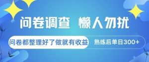 问卷调查，懒人勿扰，问卷都整理好了单价不等，做就有收益，熟练后单日3张【揭秘】-rose网创