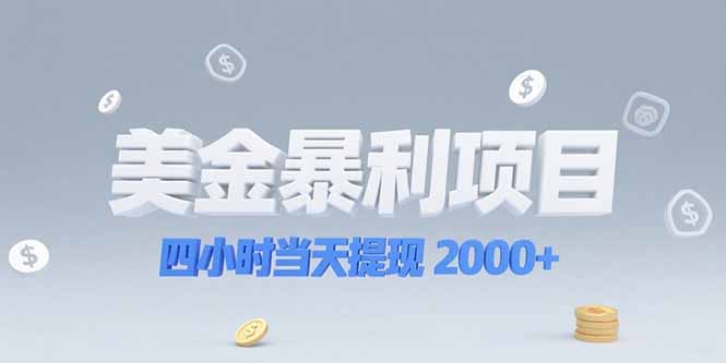 美金暴利项目，四小时当天提现 2000+机会留给会选赛道的人-rose网创
