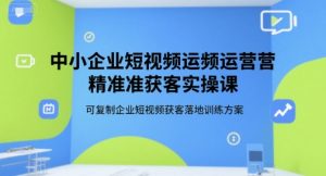 中小企业短视频运营精准获客实操课,可复制企业短视频获客落地训练方案-rose网创
