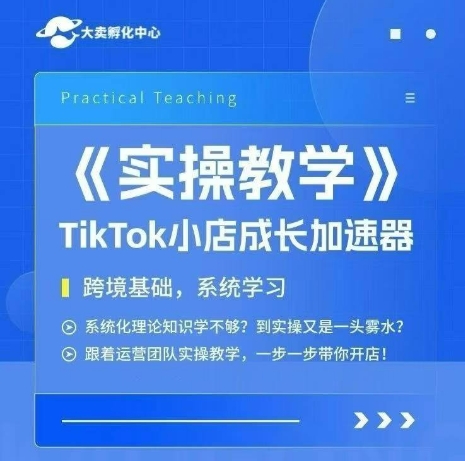 大卖家孵化中心TikTok实操课,TikTok小店成长加速器,跨境基础系统学习,一步一步带你开店-rose网创