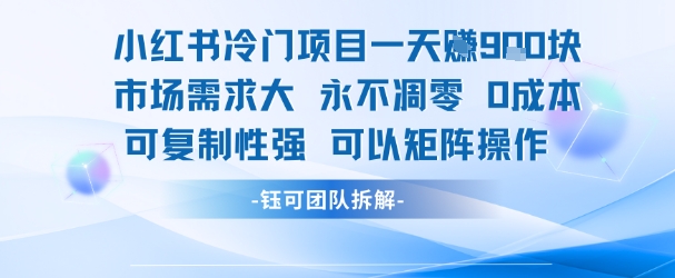 小红书冷门项目一天收益9张，市场需求大，0成本，可复制性强可以矩阵操作-rose网创