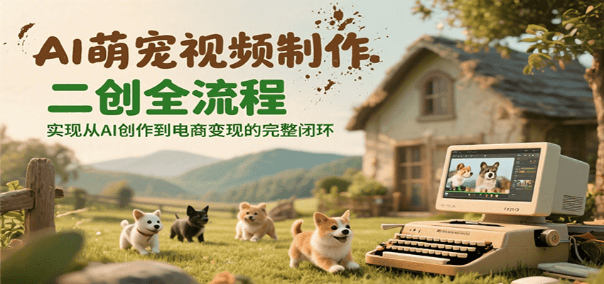 AI萌宠视频制作二创全流程,实现从AI创作到电商变现的完整闭环-rose网创