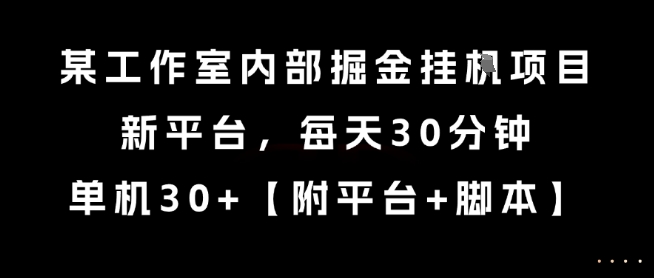 某工作室内部掘金挂G项目,新平台,每天30分钟,单机30+【揭秘】-rose网创