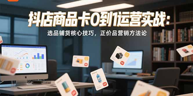 抖店商品卡0到1运营实战:选品铺货核心技巧,正价品营销方法论-rose网创