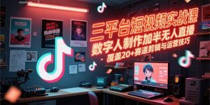 三平台短视频实战课，数字人制作加半无人直播，覆盖20+赛道剪辑与运营技巧-rose网创