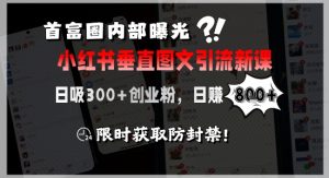 首富圈内部曝光小红书垂直图文引流新课,日吸300+创业粉,日入8张+,限时获取防封禁-rose网创