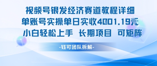 视频号银发经济赛道单账号实操单日实收1k+，小白轻松上手长期项目-rose网创