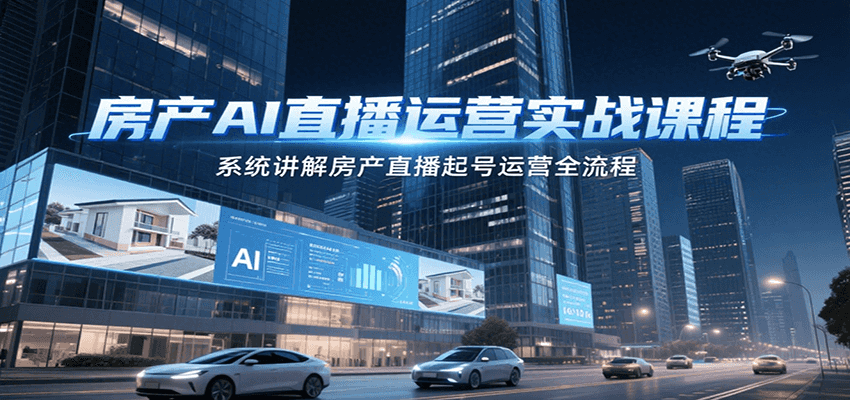房产AI直播运营实战课程，系统讲解房产直播起号运营全流程-rose网创