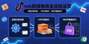 TikTok跨境电商全流程运营:店铺注册流程,一件代发操作,0粉开橱窗技巧-rose网创