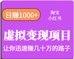 淘宝OR小红书虚拟变现,日赚1000+,多账号操作年收入几十W不等-rose网创