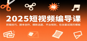 2025短视频编导课,剪辑技巧、脚本创作、爆款选题、平台规则,包含面试简历模板-rose网创