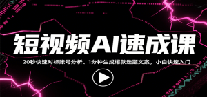短视频AI速成课,找对标/定选题/拆结构/写文案等,小白快速上手解锁多样创作技能-rose网创