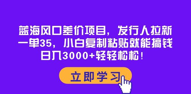 蓝海风口差价项目，发行人拉新，一单35，小白复制粘贴就能搞钱！日入30…-rose网创