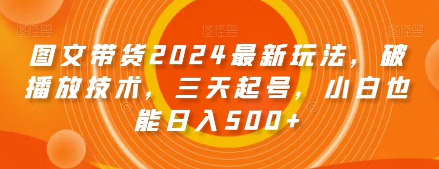 图文带货2024最新玩法,破播放技术,三天起号,小白也能日入500+【揭秘】-rose网创