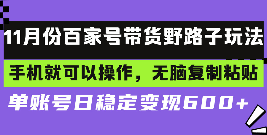 百家号带货野路子玩法 手机就可以操作，无脑复制粘贴 单账号日稳定变现…-rose网创