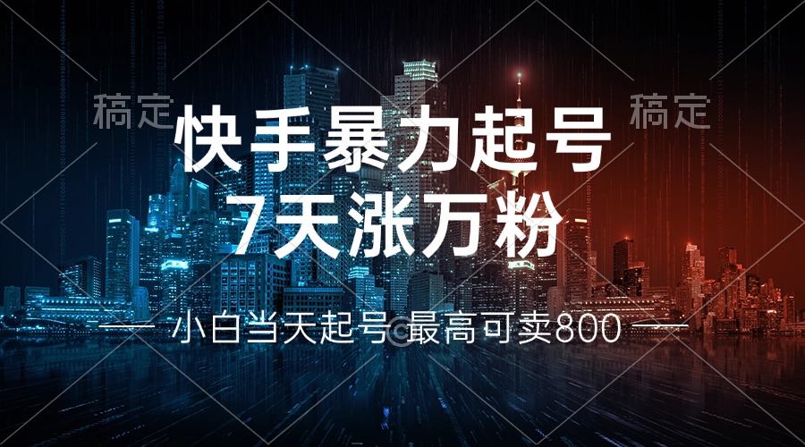 快手暴力起号，7天涨万粉，小白当天起号 多种变现方式，账号回收，单月…-rose网创
