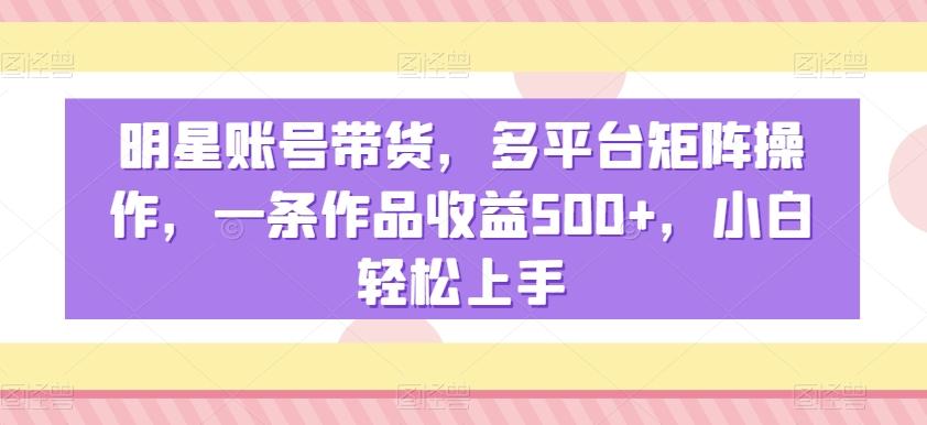 明星账号带货，多平台矩阵操作，一条作品收益500+，小白轻松上手【揭秘】-rose网创