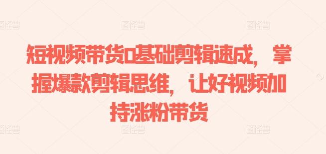 短视频带货0基础剪辑速成，掌握爆款剪辑思维，让好视频加持涨粉带货-rose网创