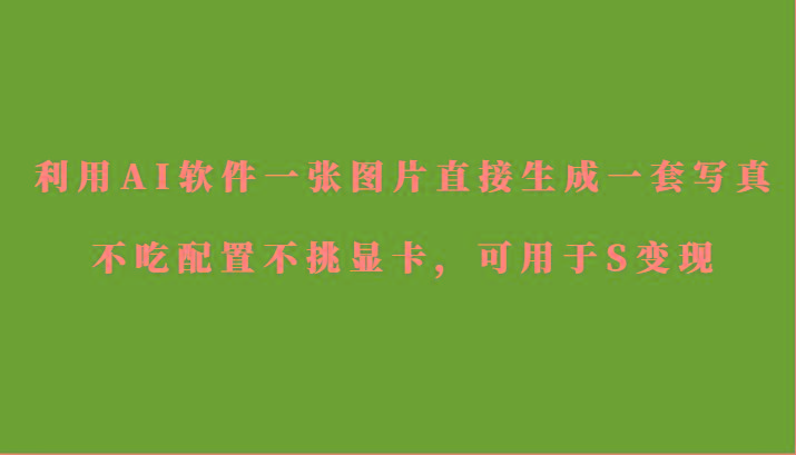 利用AI软件只需一张图片直接生成一套写真，不吃配置不挑显卡，可用于S变现-rose网创