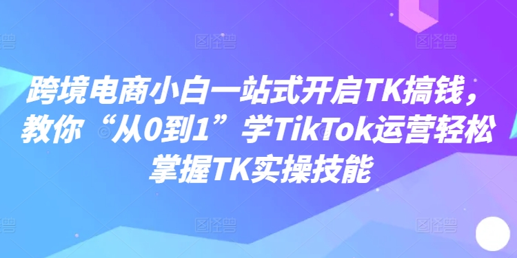 跨境电商小白一站式开启TK搞钱，教你“从0到1”学TikTok运营轻松掌握TK实操技能-rose网创