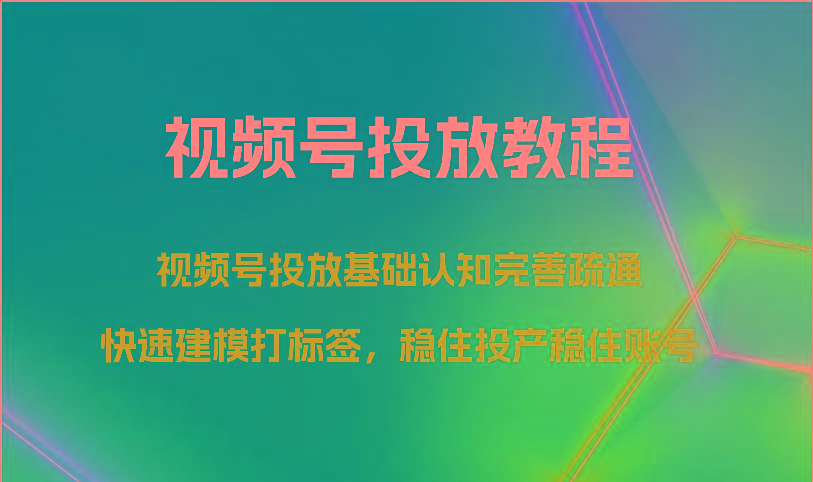 视频号投放教程-视频号投放基础认知完善疏通,快速建模打标签,稳住投产稳住账号-rose网创