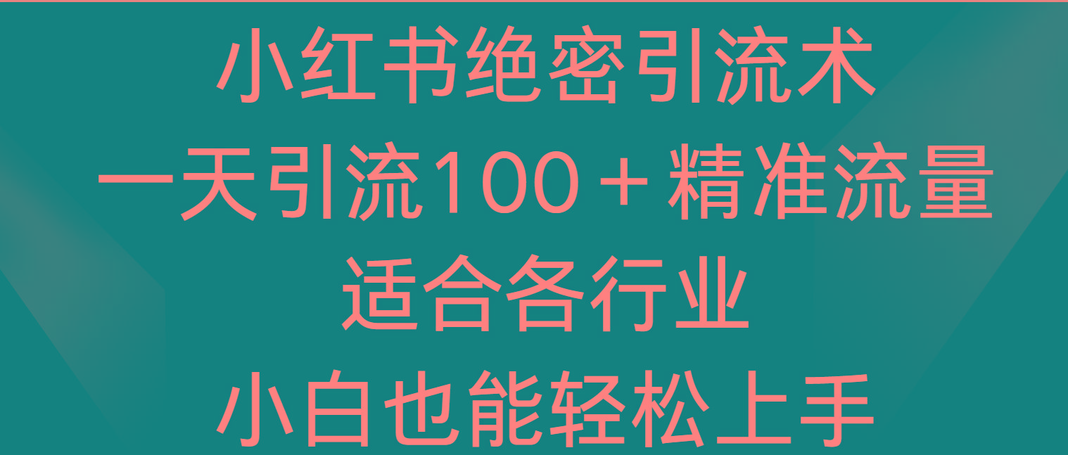 小红书绝密引流术，一天引流100＋精准流量，适合各个行业，小白也能轻松上手-rose网创