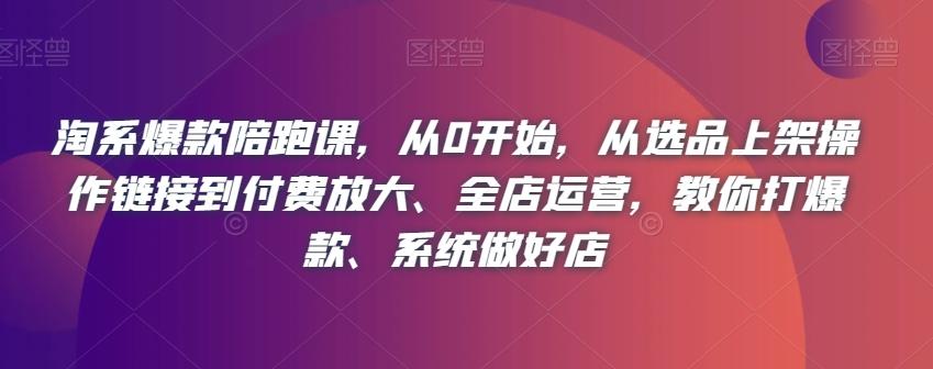 淘系爆款陪跑课,从0开始,从选品上架操作链接到付费放大、全店运营,教你打爆款、系统做好店-rose网创