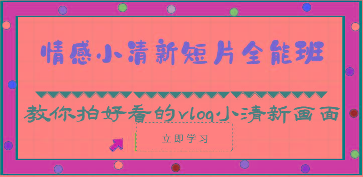 情感小清新短片全能班-教你拍好看的vlog小清新画面(30节课)-rose网创