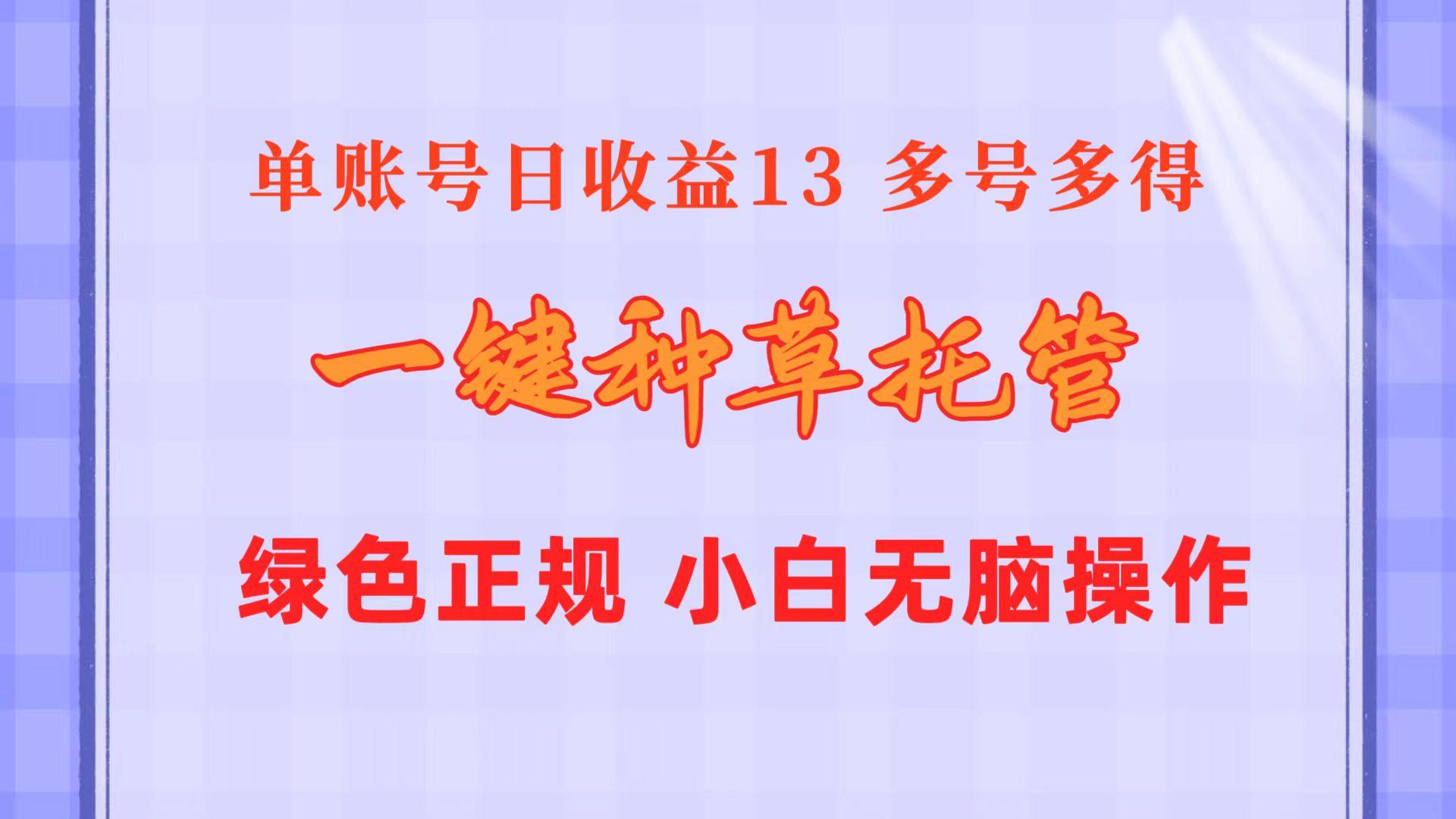 一键种草托管 单账号日收益13元  10个账号一天130  绿色稳定 可无限推广-rose网创