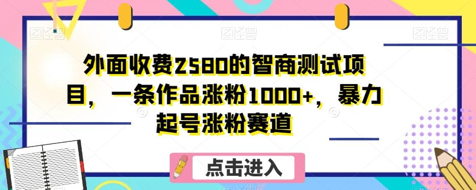 外面收费2580的智商测试项目,一条作品涨粉1000+,暴力起号涨粉赛道【揭秘】-rose网创