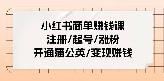 小红书商单赚钱课:注册/起号/涨粉/开通蒲公英/变现赚钱(25节课)-rose网创