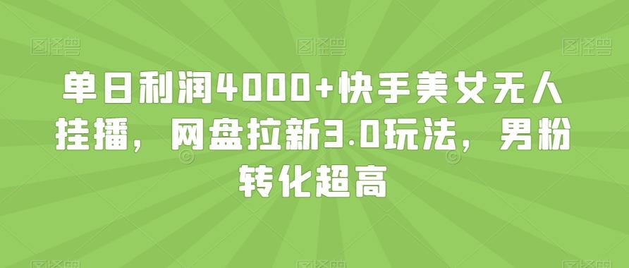 单日利润4000+快手美女无人挂播，网盘拉新3.0玩法，男粉转化超高【揭秘】-rose网创